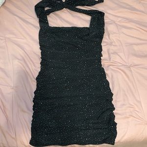 COPY - Black Bodycon Dress in Black with Silver Shimmer